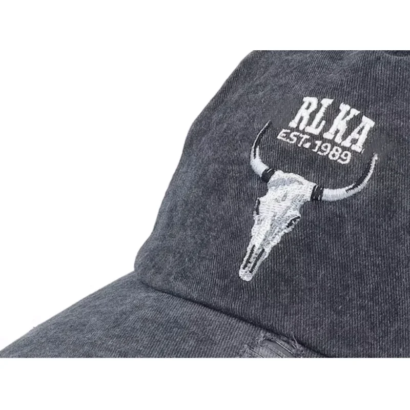 Washed Skull Cap Anthracite Dad Baseball Caps Custom Logo Cotton Fitted  Soft Outdoor Sports Caps For Unisex