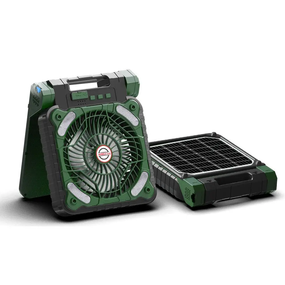 Dropshipping 20000mAh Rechargeable Solar Camping Fan with Led Lantern Cordless Battery Powered Portable Fan with PowerBank
