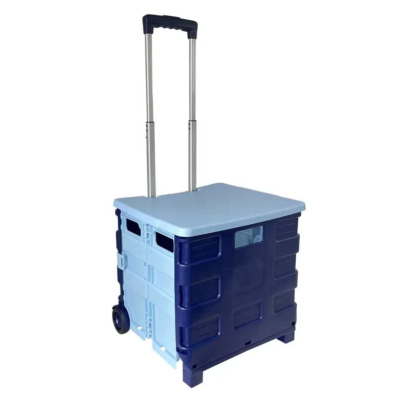 Hot Sale Foldable Plastic Shopping Cart Trolley for Supermarket
