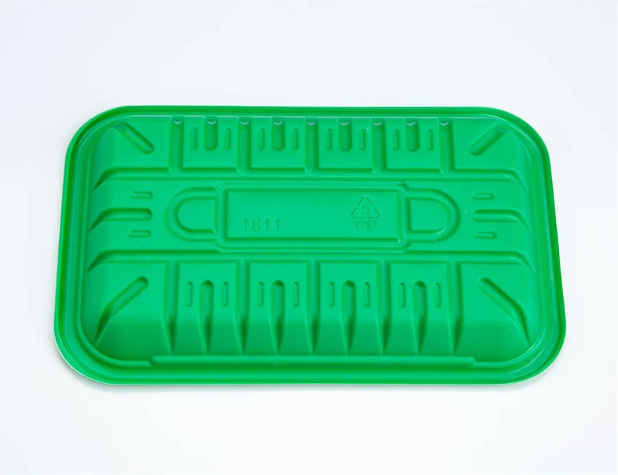 Rectangular shape colorful plastic trays for fresh meat and vegetables