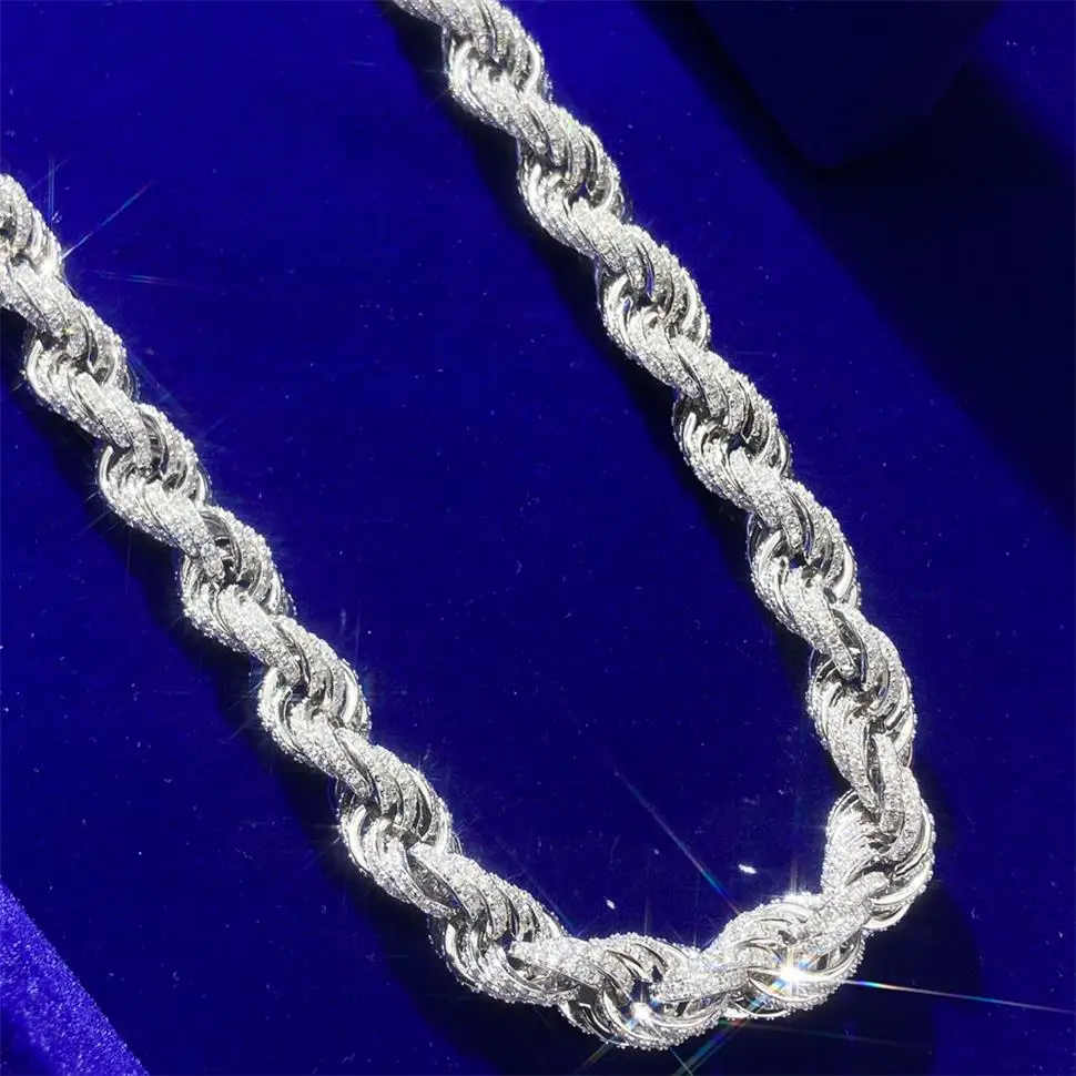 925 серебряная цепь ожерелье витой vvs Муассанит толщиной 14k чистого золотая цепочка с подвеской