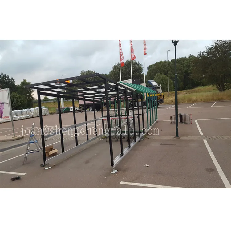 Customizable Storage Shelter for Supermarket Shopping Trolleys/Carts PVC Coated Steel Frame Galvanized Material Canopy Carport