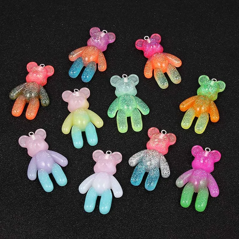 44*27mm cute gummy bear charms flat back resin charms necklace pendant earring charms for DIY decoration