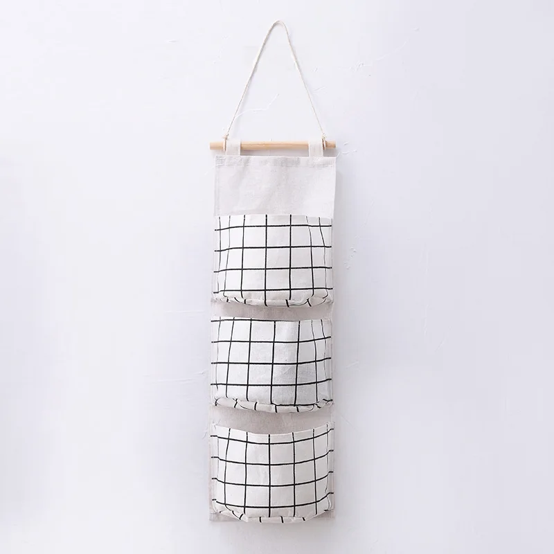 Hot selling new three pocket large dormitory wall mobile phone hanging storage student bedroom storage bag