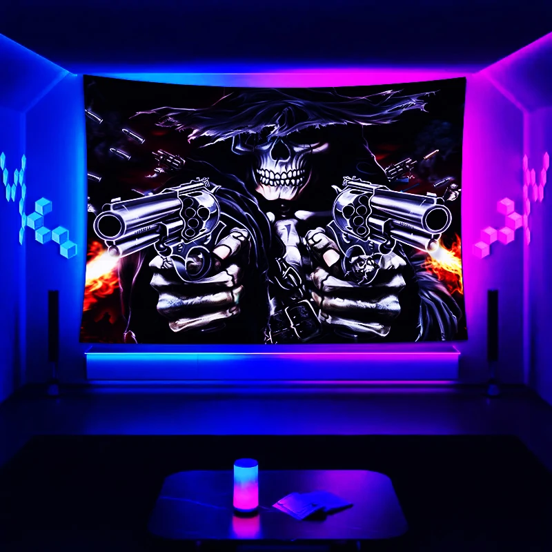 Fluorescent UV Reaction Printed Pattern Wall Hanging Tapestry Blacklight Tapestry for Home Decor