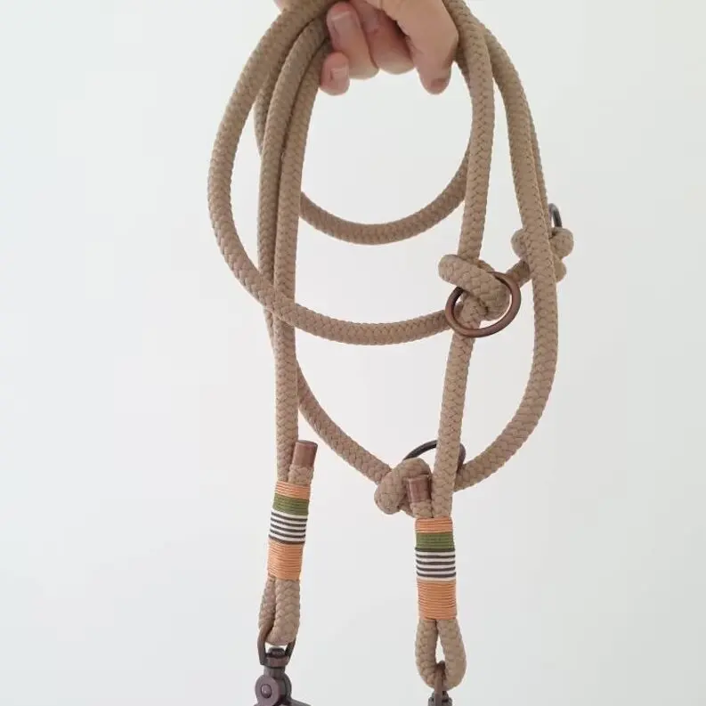 braided double nylon dog paracord custom color luxury slipknot adjustable soft handfree Agility leash with martingale collar