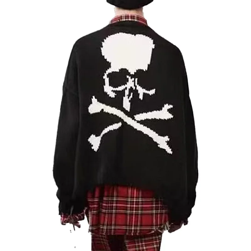 Custom LOGO large knit knitwear winter design custom logo round neck jacquard sweater halloween