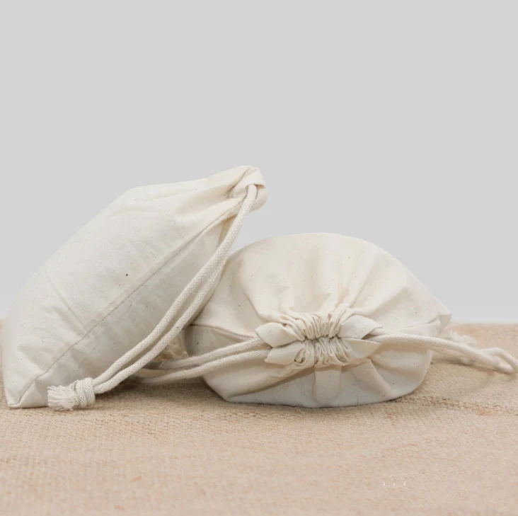 
White Cotton Hemp Organic Cotton Gift Drawstring Bag Drawstring Bag 