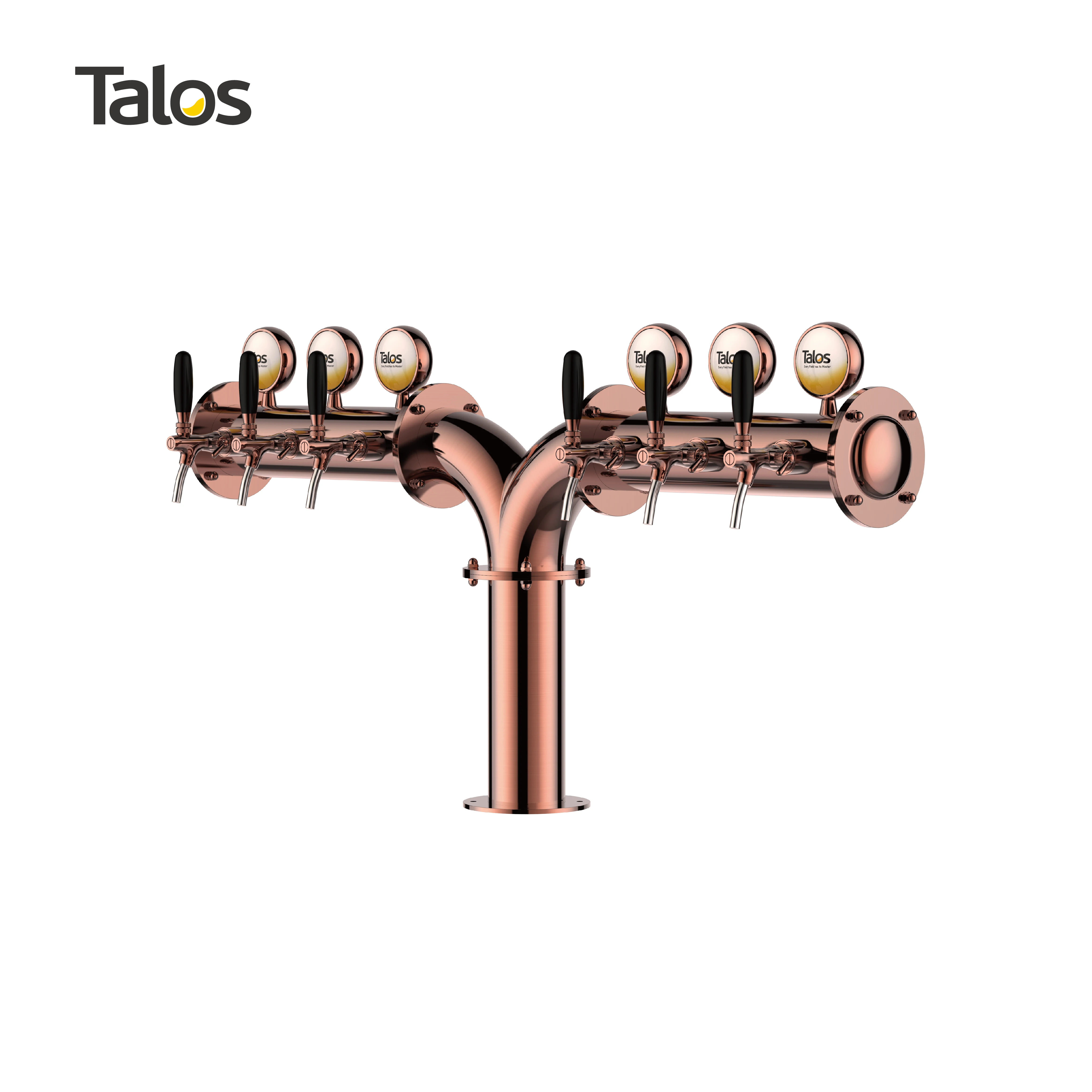 TALOS M Tower Stainless Steel 6 Tap Tower 102mm Beer Dispensing Equipment Draft Beer Tower (LED,Red Bronze)