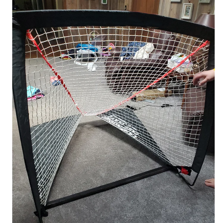 Portable Foldable 4FT Mini Hockey Goal Training High Quality Steel Tube Ice Hockey Goal Lacrosse Goals Knock Down With Net