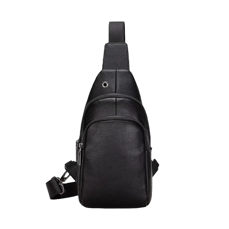 Genuine Leather Chest Bag Men Leather Sling Bag Crossbody Shoulder Bag For Works Casual Travel