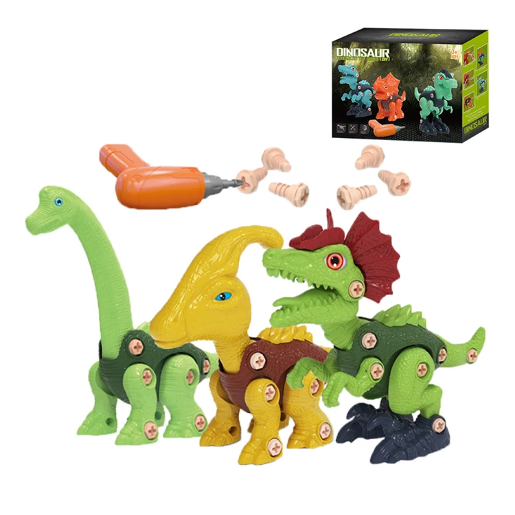 DIY Assemble Learning Put Up Block Dinosaur With Electric Screwdriver STEM Toys For Kids