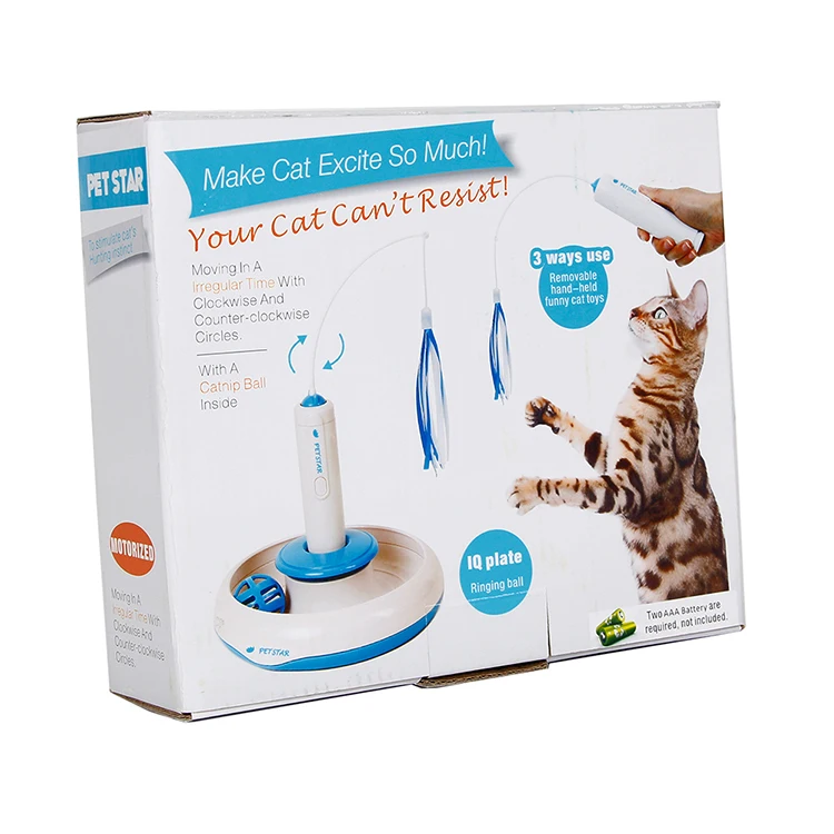 
Made 4 Pets 2 Ways Use Removable Electric Rotating Feather Interactive Cat Teaser Toy 