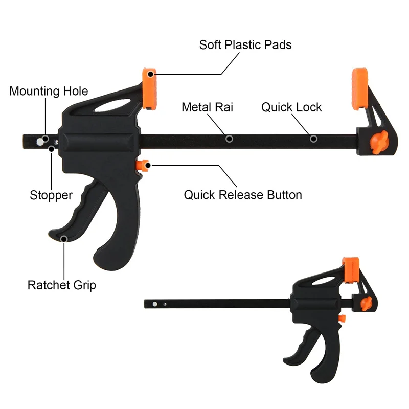 Clamp Mini Small Craft Wood Grip Barbell Lock Collars Woodworking F Bar Clamp