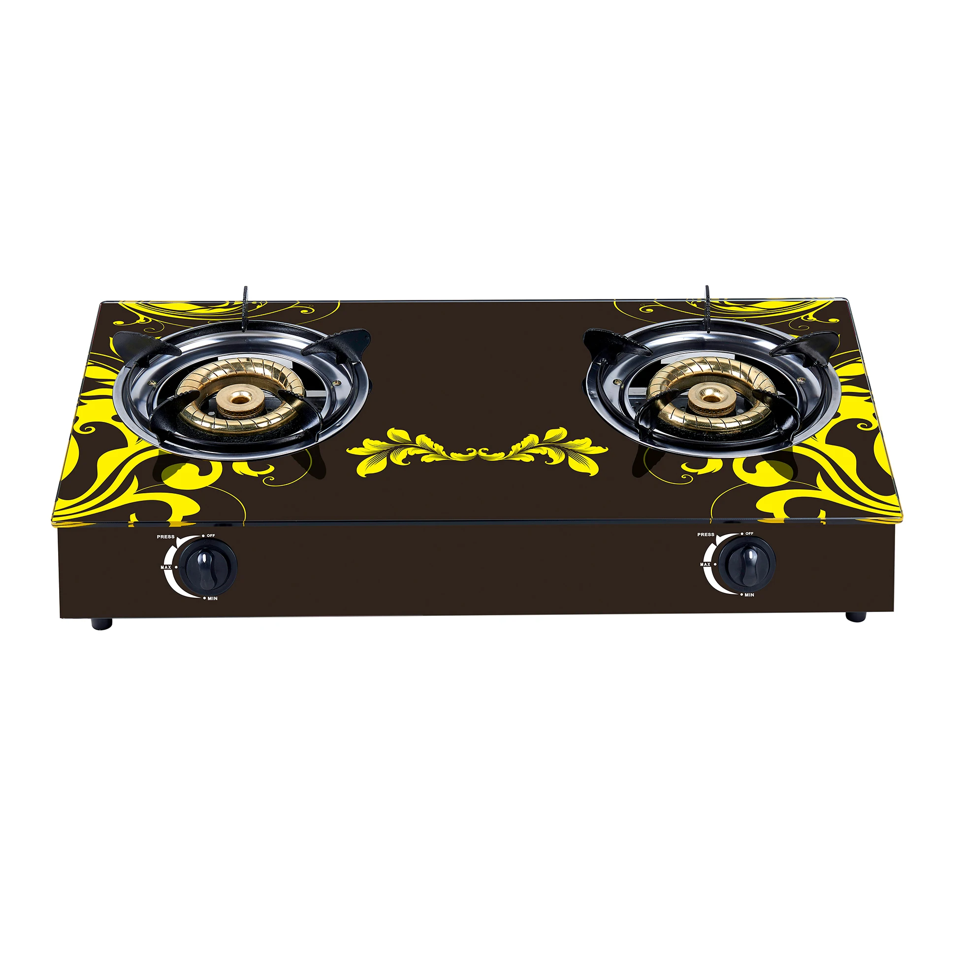 Лидер продаж Нигерия Танзания модель газовой плиты с 2 горелками из закаленного стекла синим пламенем Высококачественная бытовая техника для приготовления пищи