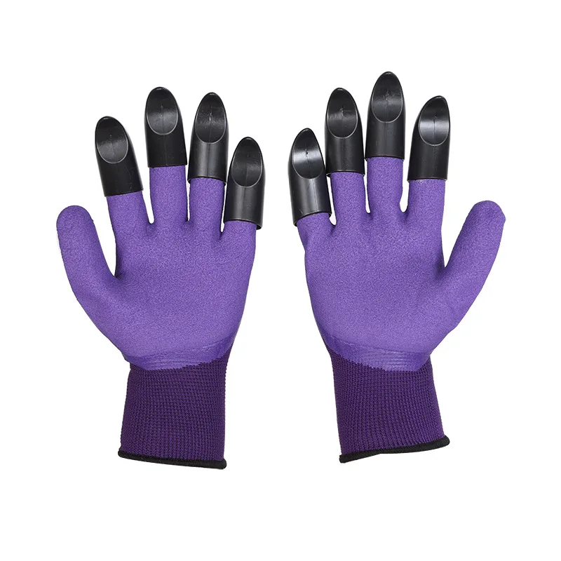 Dipping work gloves Latex Wrinkled Coated gloves with plastic claws for gardening