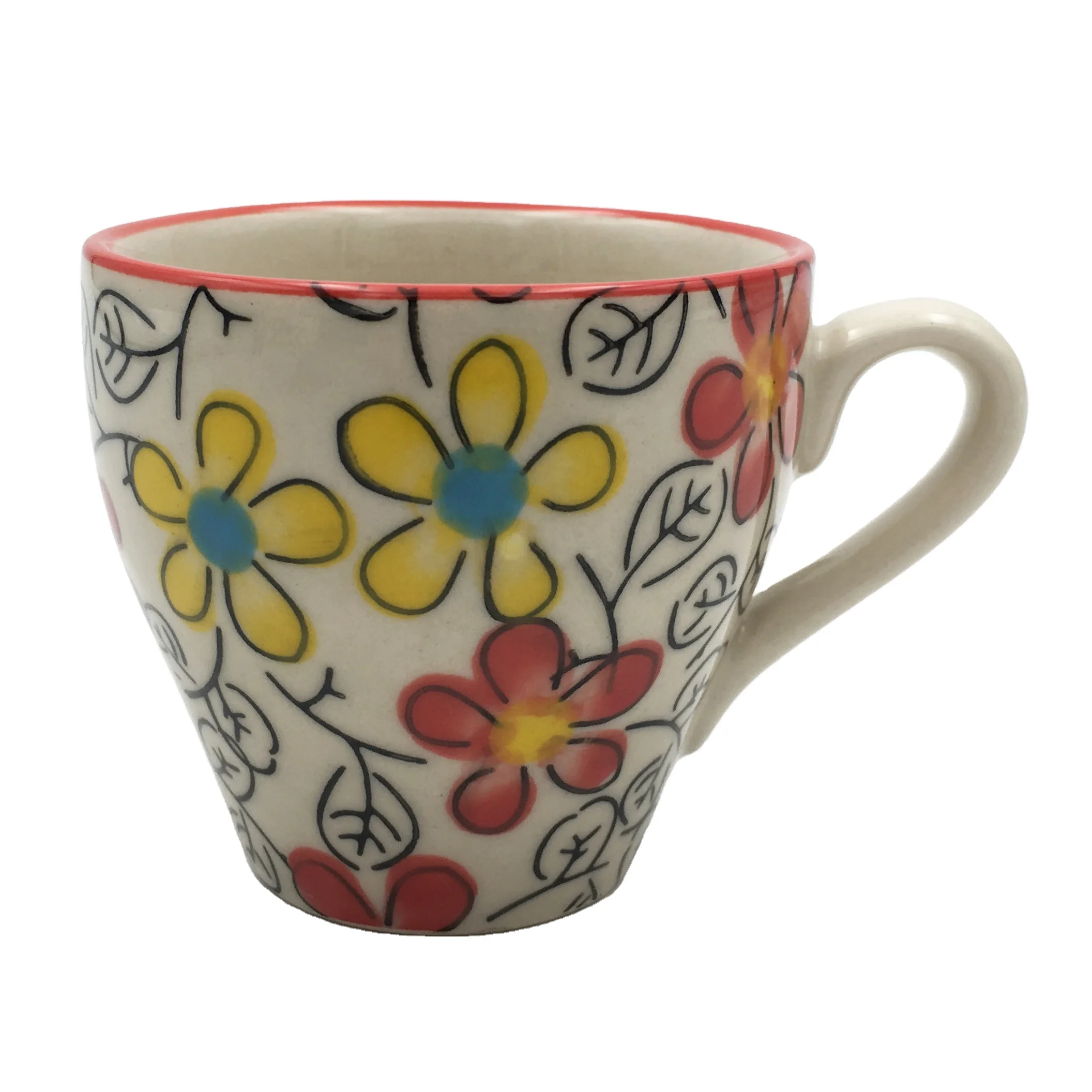 
Wholesale handmade flower ceramic mug for sublimation 