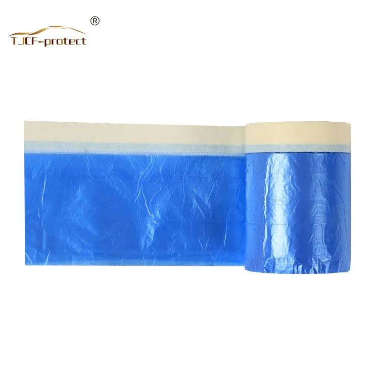 Clear Plastic Protecting Masking Film Cover Roll for Auto Vehicle with paper tape
