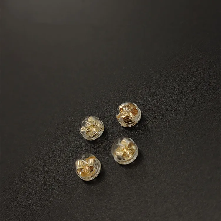 Hypoallergenic 18k Gold Hamburger Shaped Earring Secure Locking Safety Backs for Studs Drop