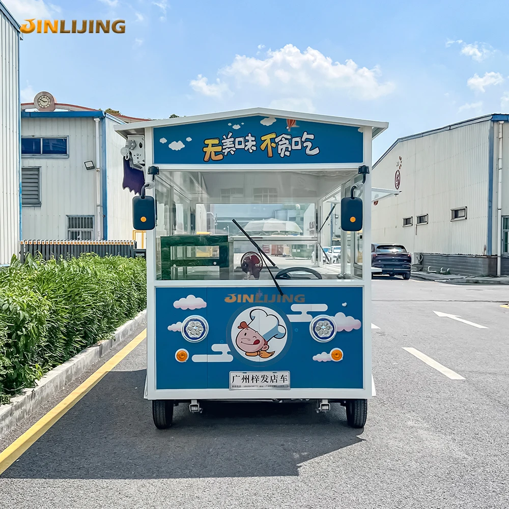 JINLIJING индивидуальная кофейная тележка синий мобильный бар ресторан бургер фаст-фуд грузовик прицеп с полным кухонным оборудованием