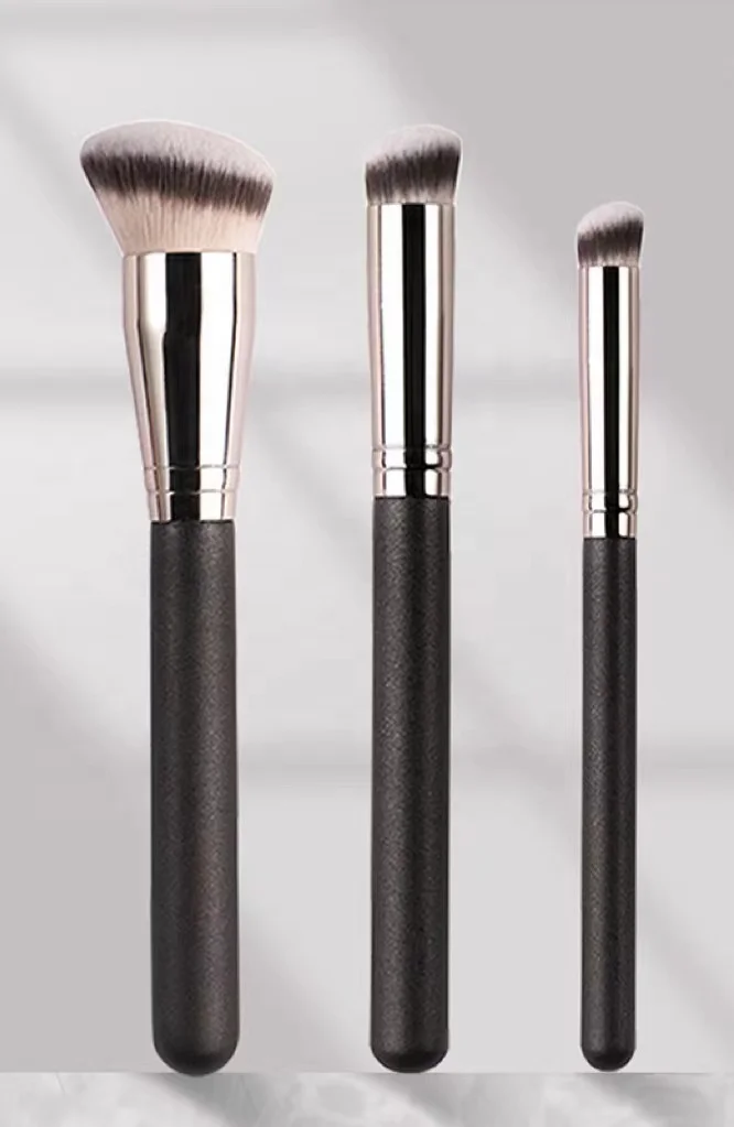 3 piece Detail Concealer Brush Set Luxury Wood Handle Soft brush Makeup Tool Kit