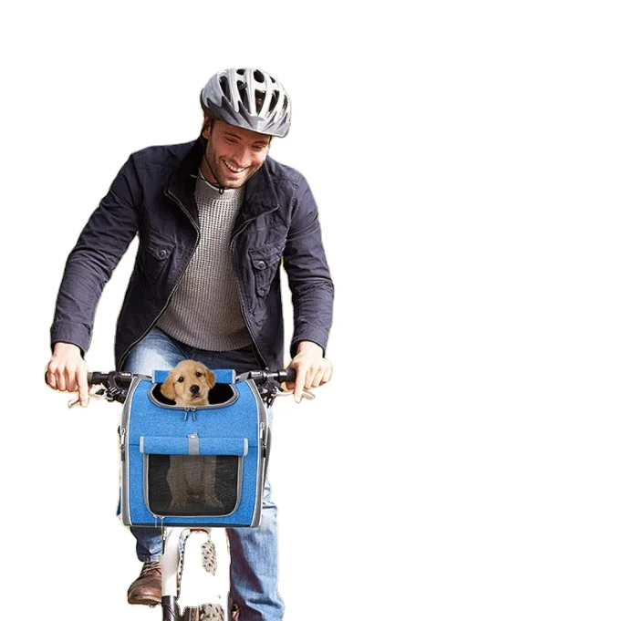Pet bike carriers with mesh windows dog basket travel products for dogs