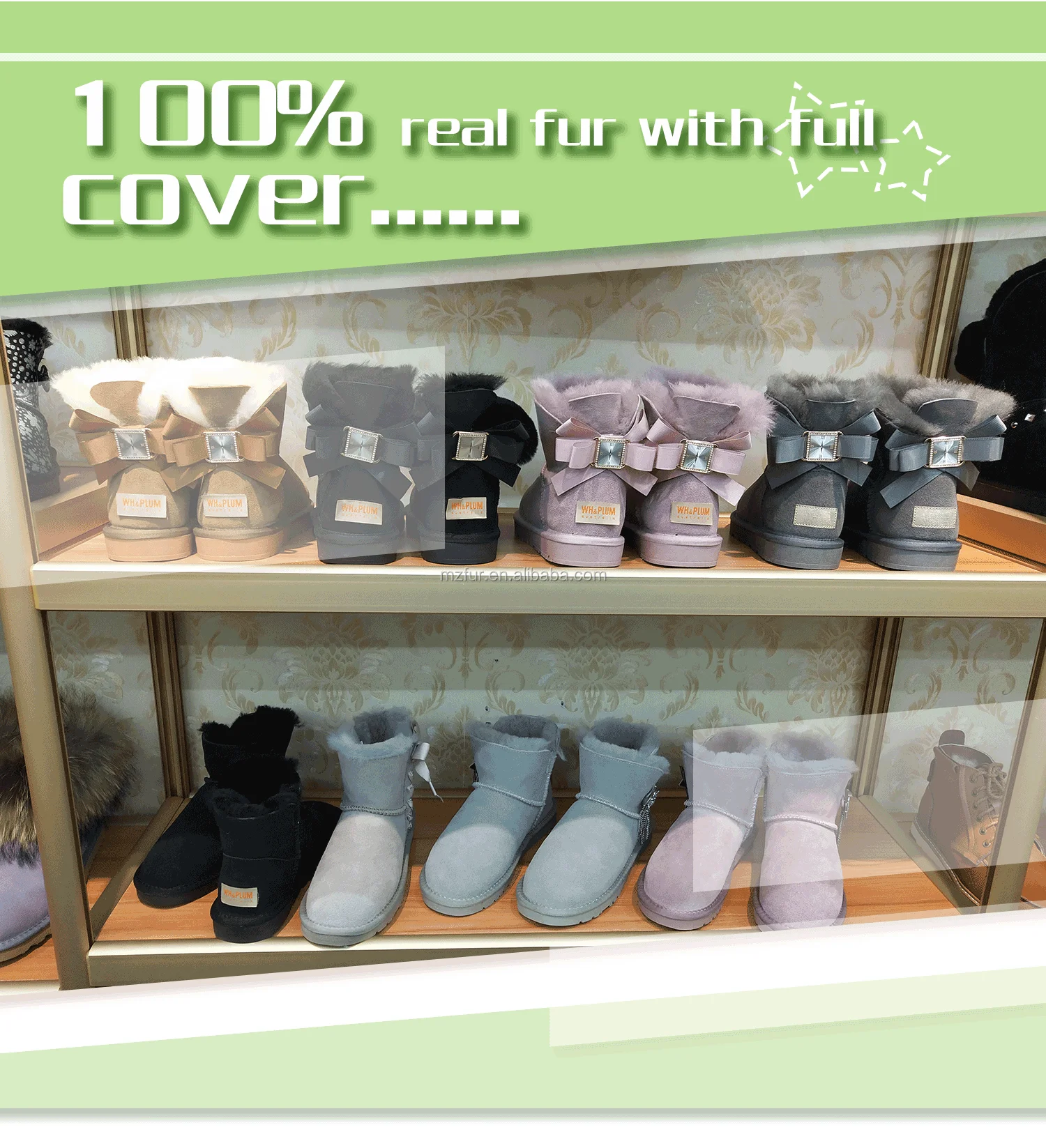 USA 2020 waterproof real Australian sheepskin fox raccoon fur lined winter snow boots shoes for women kids children