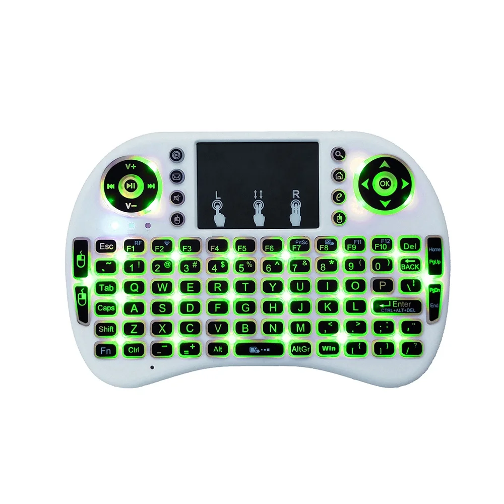 American English Backlight i8 2.4GHz 7-color Wireless Mini Keyboard Hebrew Italian Portuguese  Air Mouse Touchpad Controller