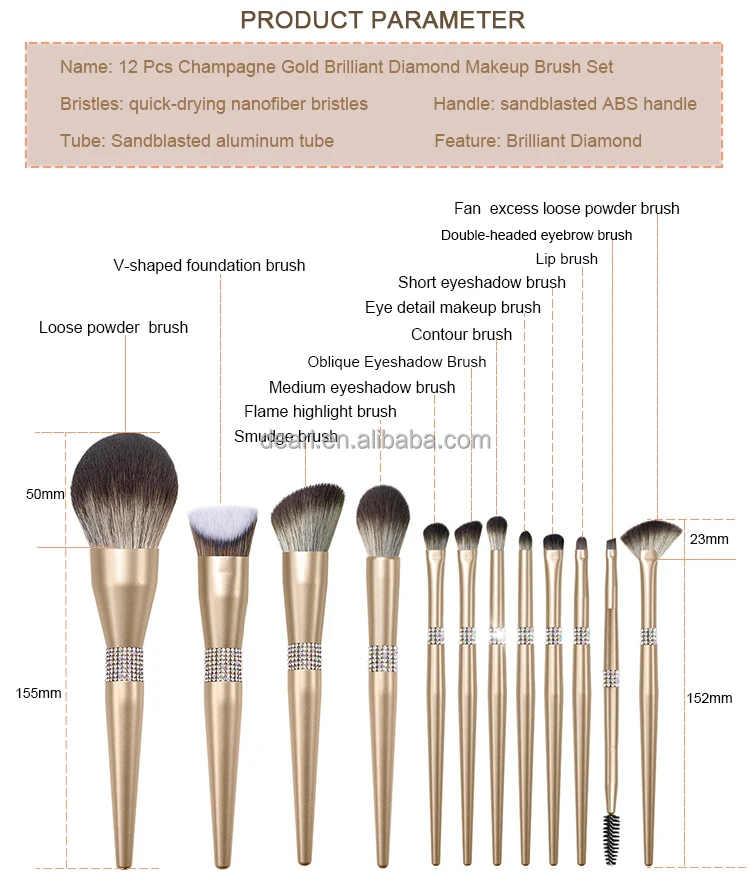 bling makeup brush set