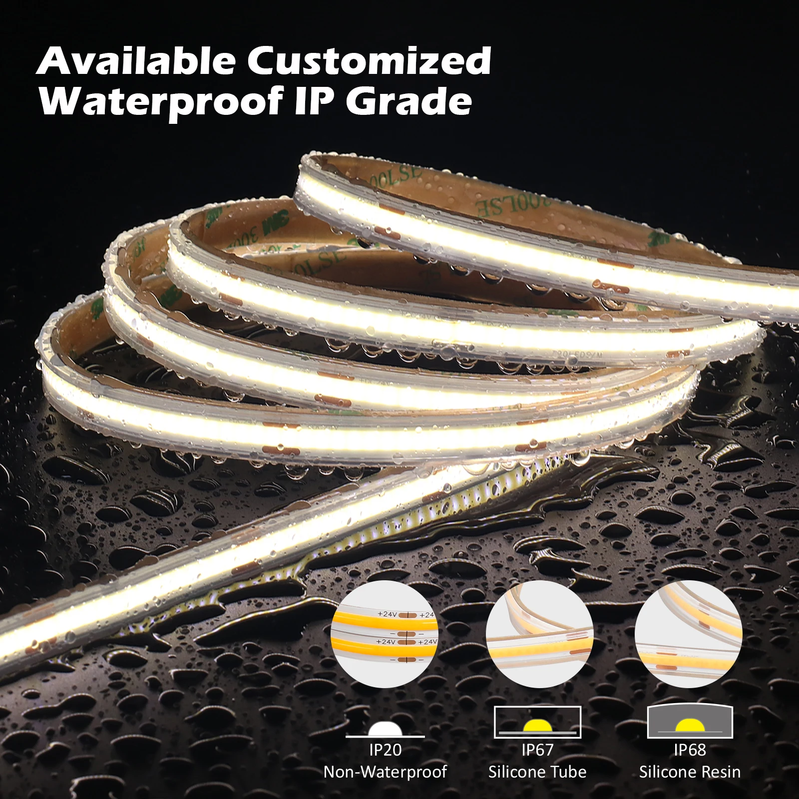 IP20 IP67 IP68 Flexible Waterproof COB Led Strip Light Tira De Luces Led Cheap Led Strip Light
