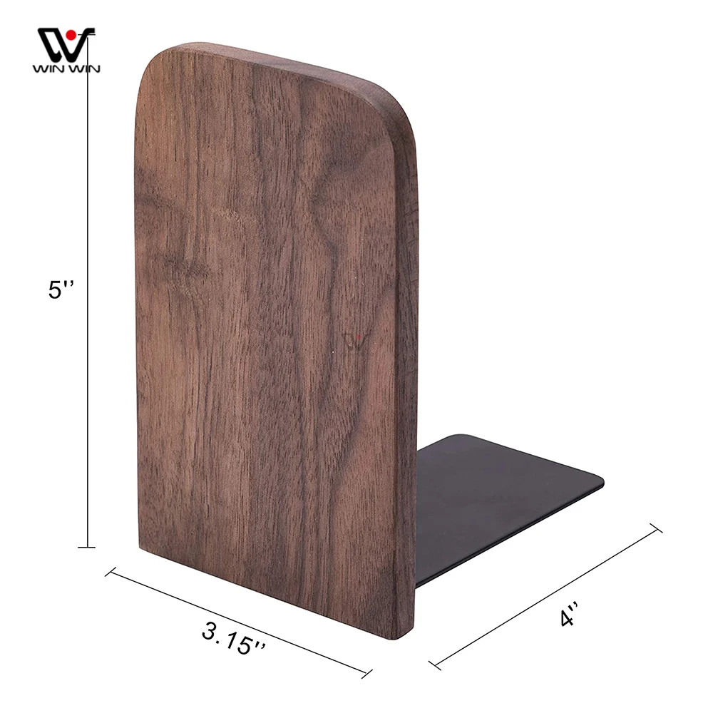 2021  Factory New Style Vintage Natural Black Walnut Non-Skid Beech Wood Office Desktop Custom Bookend
