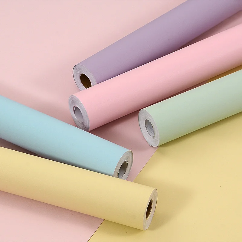 The New Self-Adhesive Waterproof Wallpaper Plain Minimalist Bedroom Living Room Wallpaper Warm Dormitory Thick Solid Color