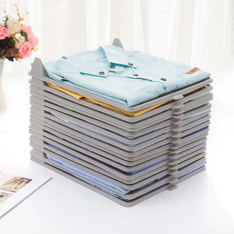 Closet Organizer and Shirt Folder Clothes Organizer Board Stackable Clothing Storage Trays