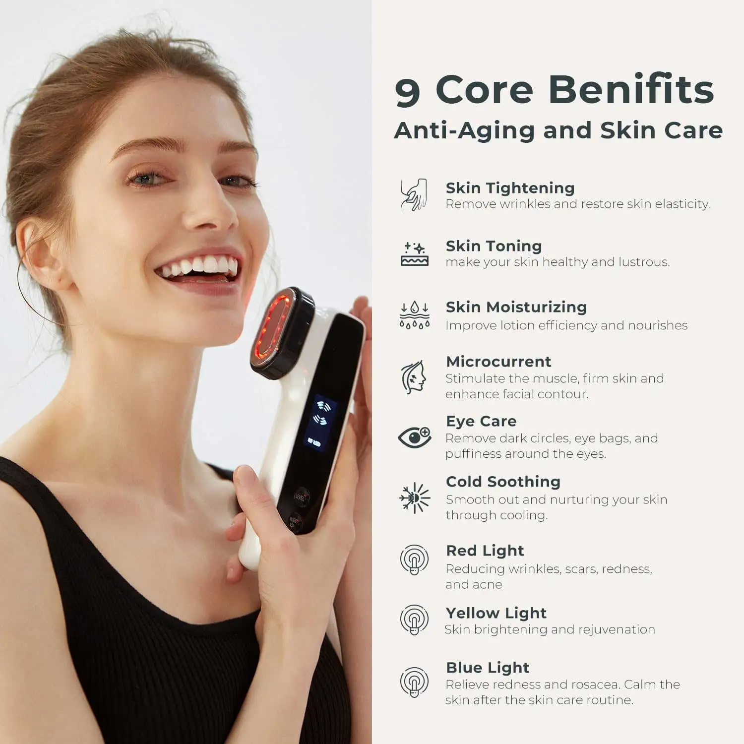 Facial Lift Solution Electrical Muscle Stimulation EMS Facial Massager Multifunctional RF Beauty Device