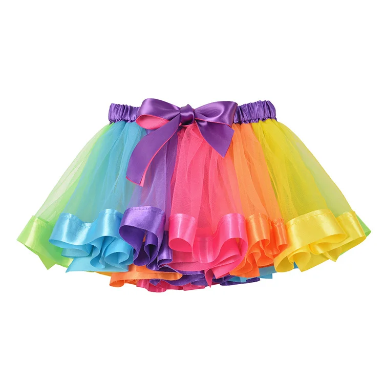 Layered Ballet Tulle Rainbow Tutu Skirt for Little Girls