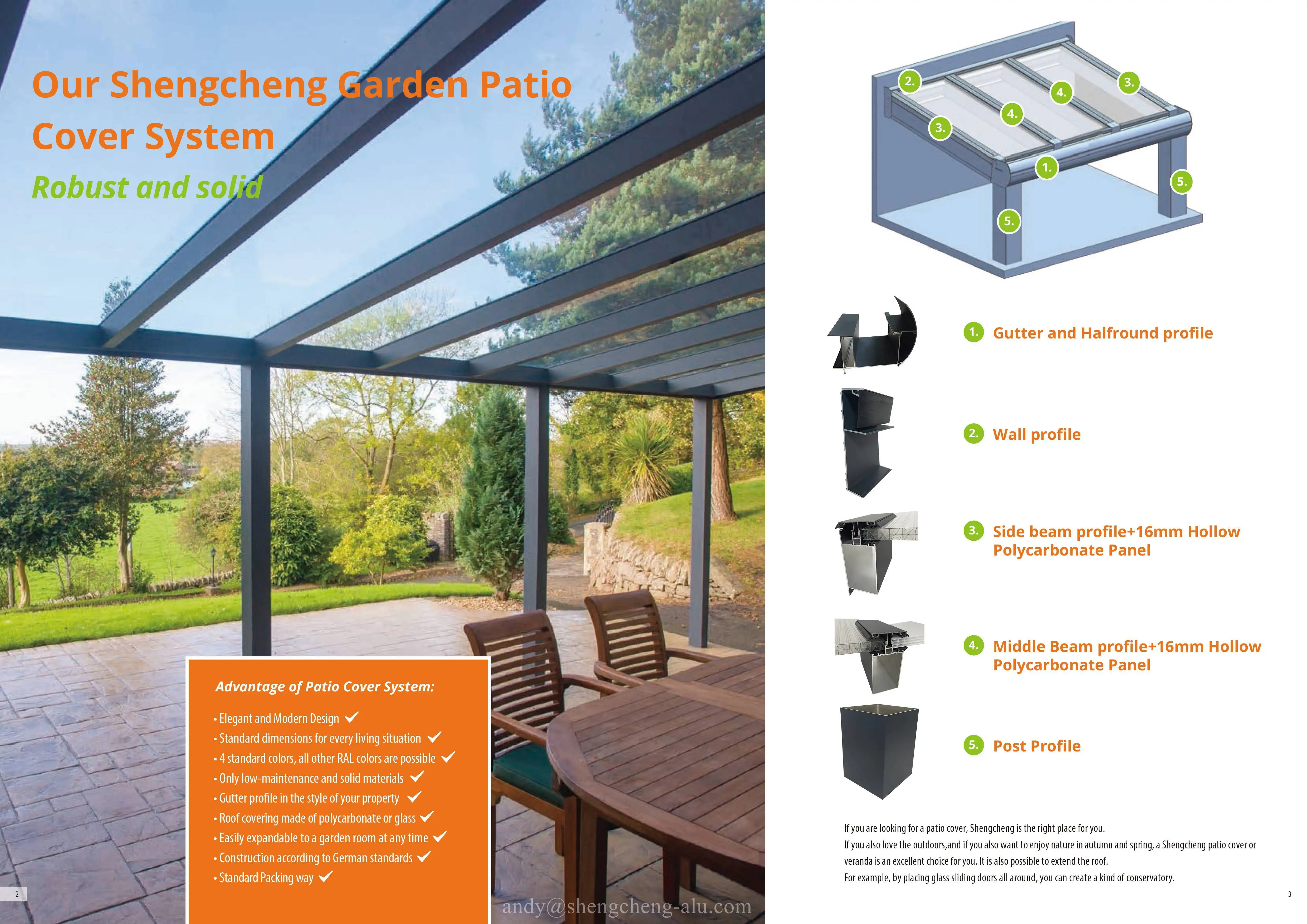 Garden Polycarbonate Roof Awning Aluminium Profiles Patio Cover Balcony Patio Cover for terrasoverkapping