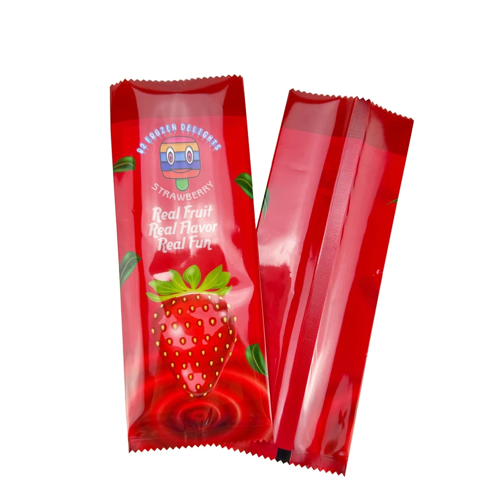Eco friendly wholesale glossy finished food grade plastic back seal custom printed ice popsicle lolly packaging bags
