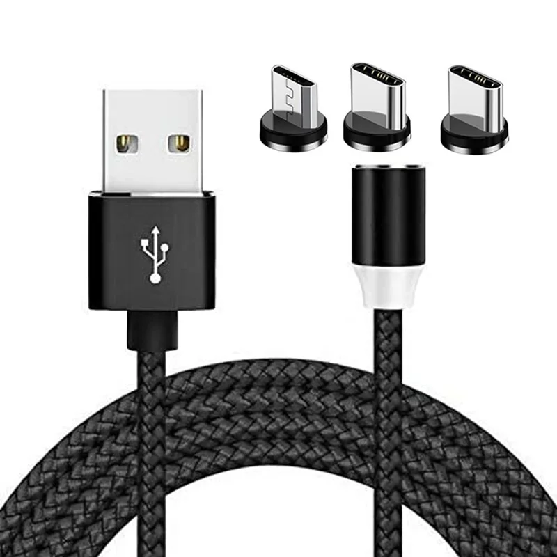 Hengye 1M 3FT 2A 3A 5A Magnetic 3 in 1 Nylon Braided Cord Metal Charger Data Sync Charging Usb Type C Cable 3.0