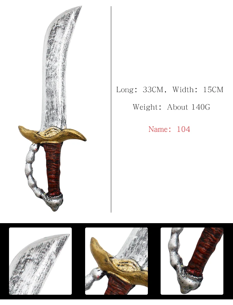 PU Foam Captain Pirate Cutlass Sword Cosplay Props Warriors Knights Weapons Sword Toys Halloween Cosplay Costume Accessory