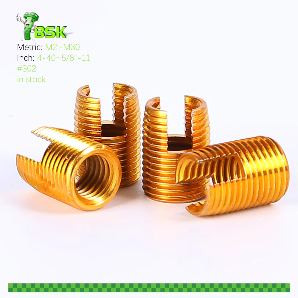 302 303 Steel galvanized Slotted Threaded Inserts m2 m2.5 m3 m4 m5 m6 m8 m10 m12 m14 m16 m20 self tapping thread insert