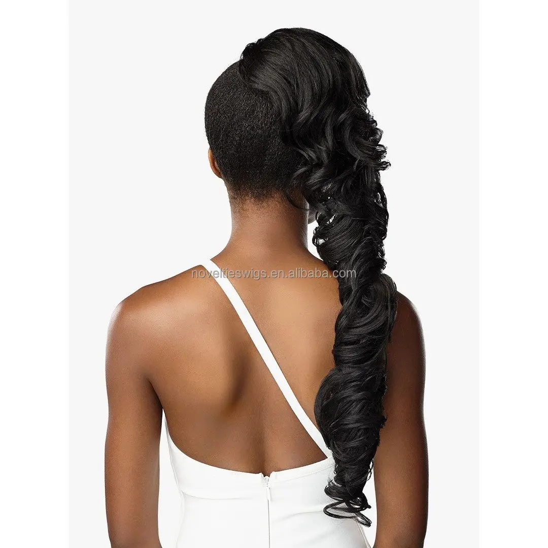 Novelties Attachment Body Loose Water Wave Curls Clip In Pony Tails Drawstring Ponytail Hair Extensions Synthetic Hair Ponytails