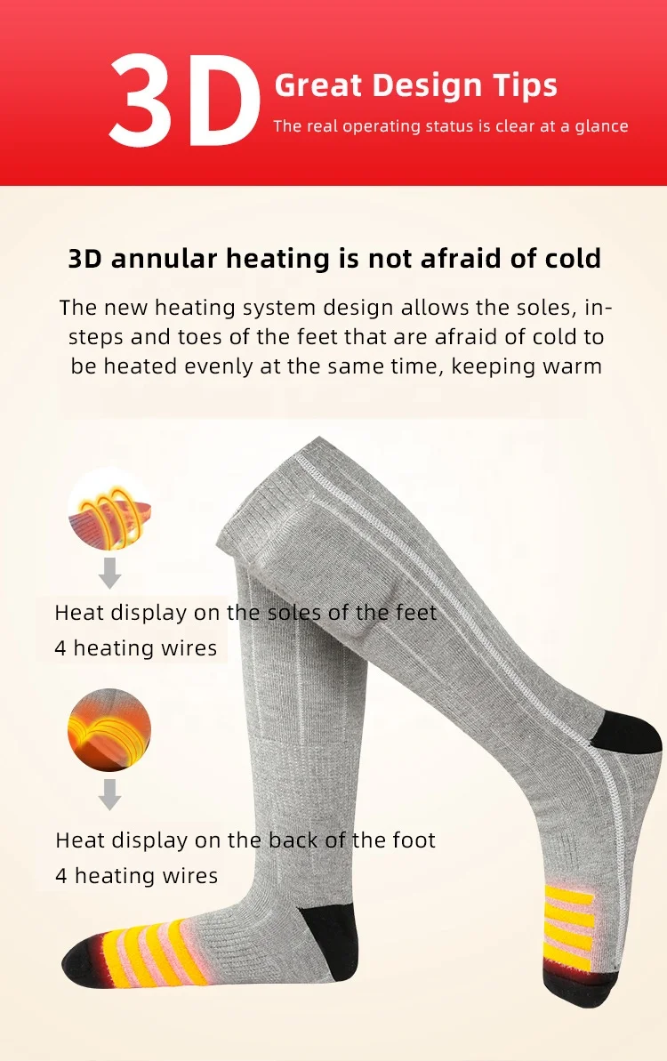 Wholesale Custom Winter Outdoor Ski Women Men Rechargeable Battery Electric Heated Socks