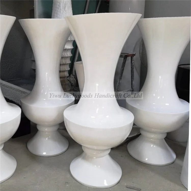 Хит продаж напольная Белая Колонна элегантные стекловолокно большие напольные вазы под старину вазы BLG210728-1