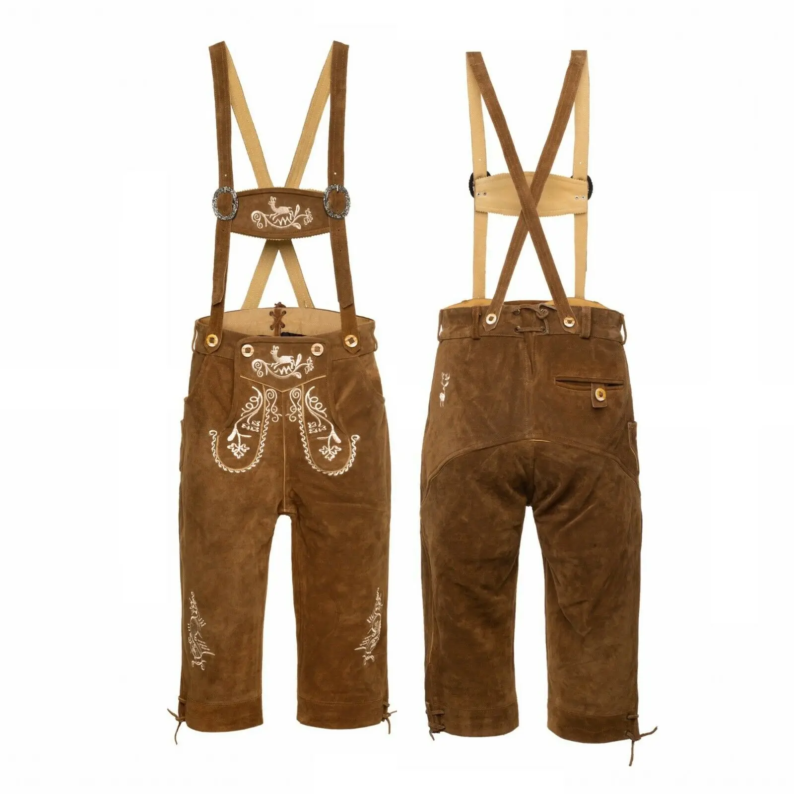 Bavarian Short Trachten Lederhosen Bundhosen Traditional German Leather Shorts