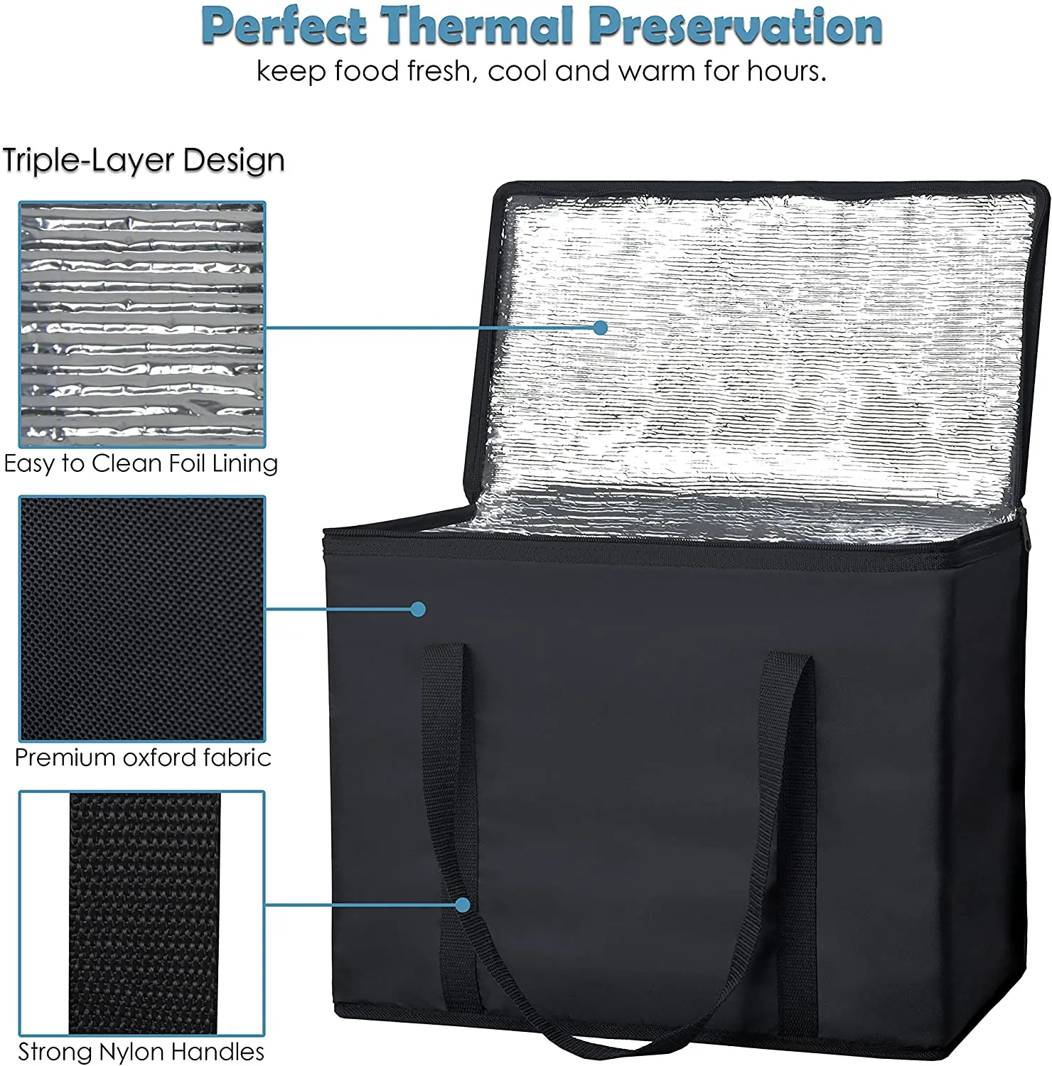 Standard Size No Logo Blank Aluminum Foil Thermal Insulated Cooler Bag