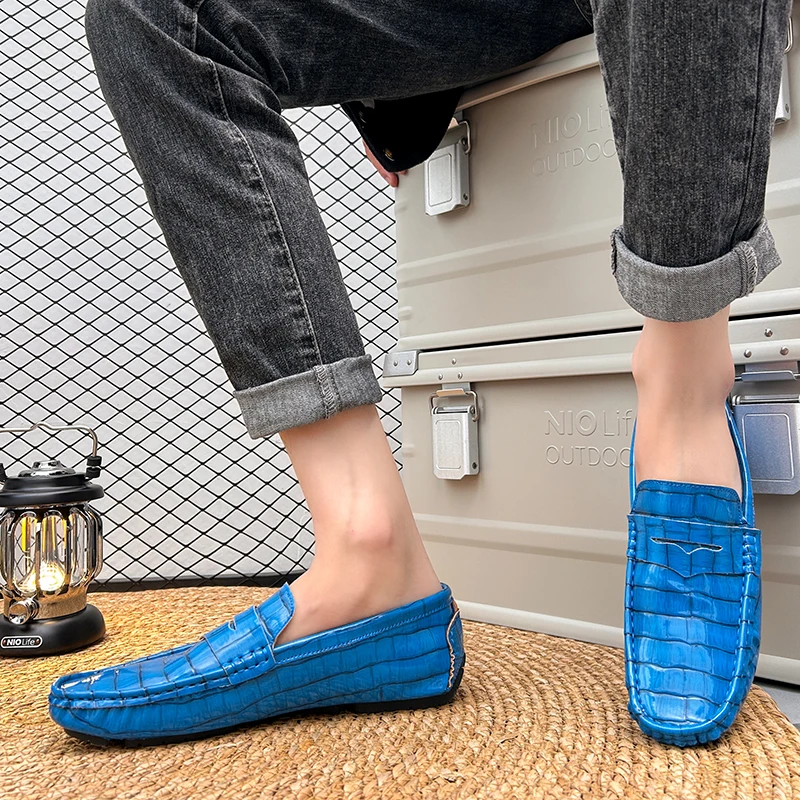 Wholesale Men Slip On Moccasins Boat Shoes Custom Your LOGO Suede Leather Driving Shoes Office Loafers For Men Custom Men Shoes