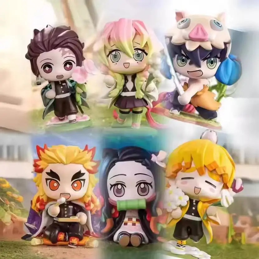 6 шт./набор фигурка манги Tanjirou Nezuko Zenitsu Kyoujurou Kanroji Kamado Birth Flower Ver. Фигурка ПВХ аниме игрушки