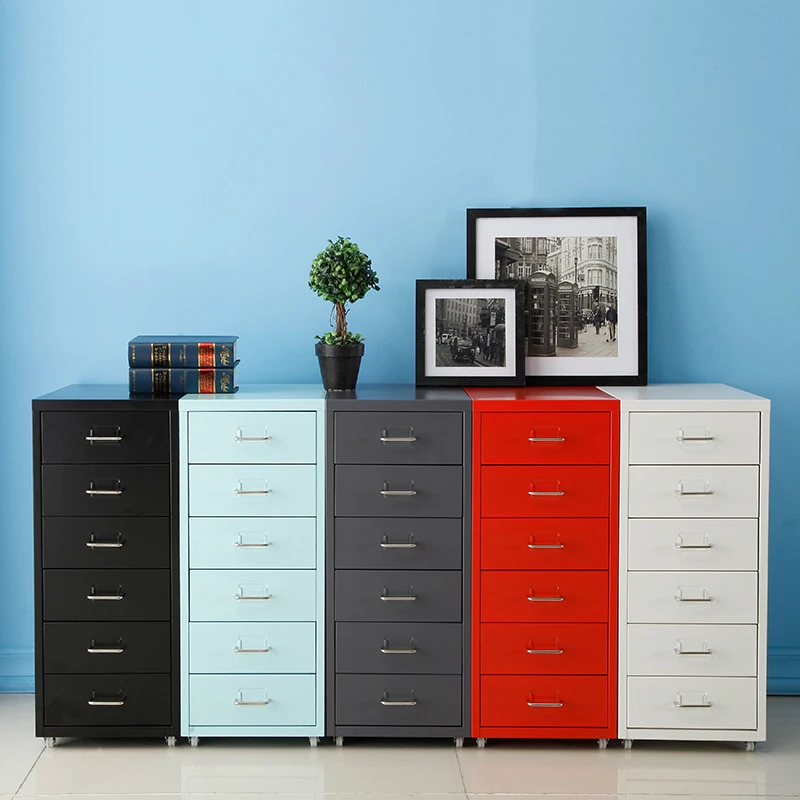 
3/4/5 Drawer Movable colorful bedroom metal file cabinets steel castors storage box cabinet 