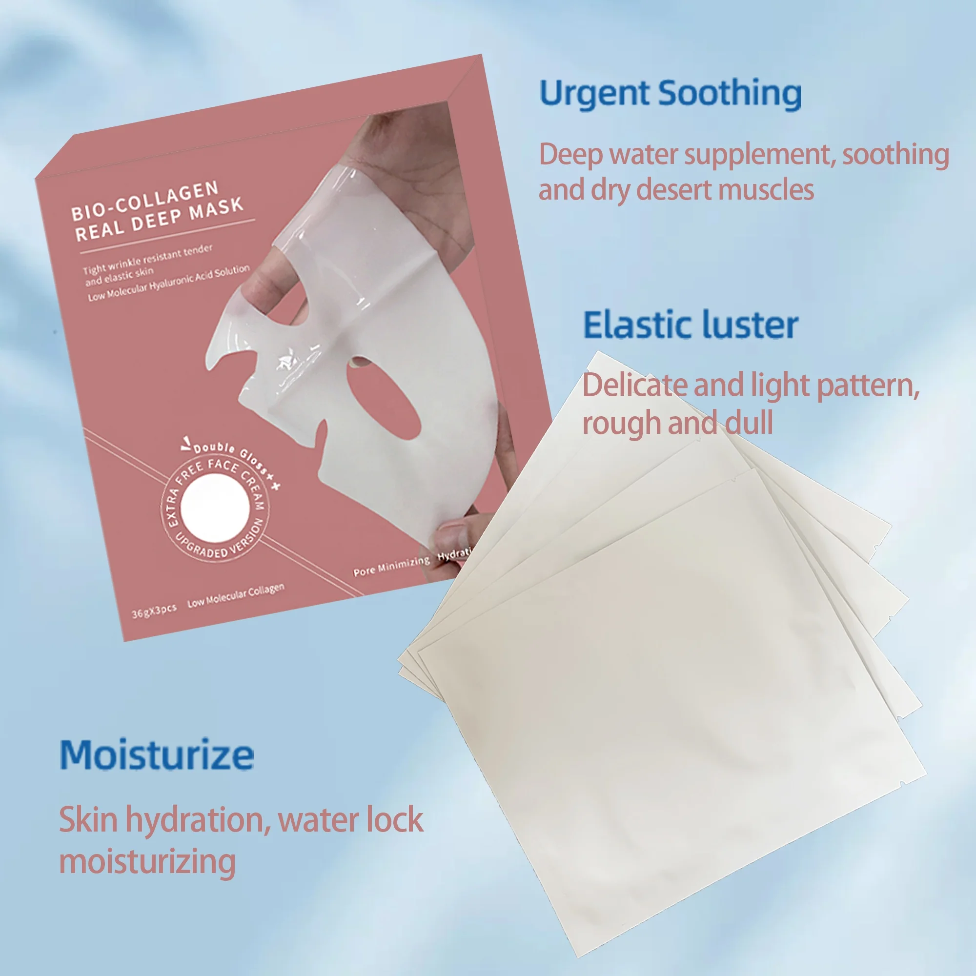 korean bio collagen real deep mask deep collagen face mask masking sheet overnight wrap crystal