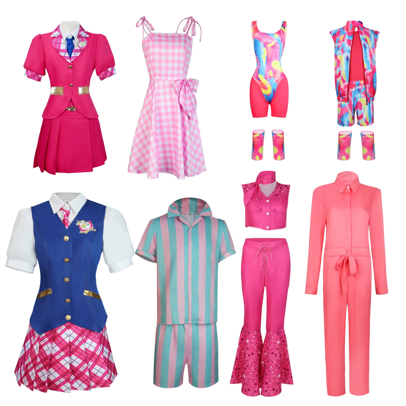 2023 Movie Costume Girls Boys Women Men Adult Kids Ken Ryan Gosling Cosplay Pink Dress Halloween